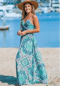 Women's Patchwork Print Wrap Front Dress