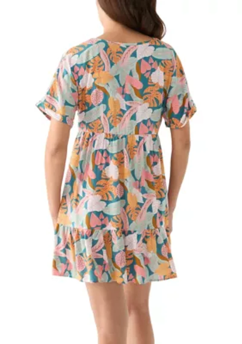 Women's Soft Tropics Printed Ruffle Hem Dress