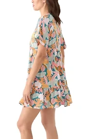 Women's Soft Tropics Printed Ruffle Hem Dress