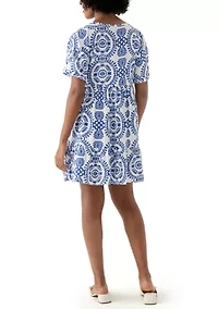 Women's Medallion Printed V-Neck Dress