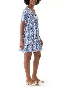 Women's Medallion Printed V-Neck Dress