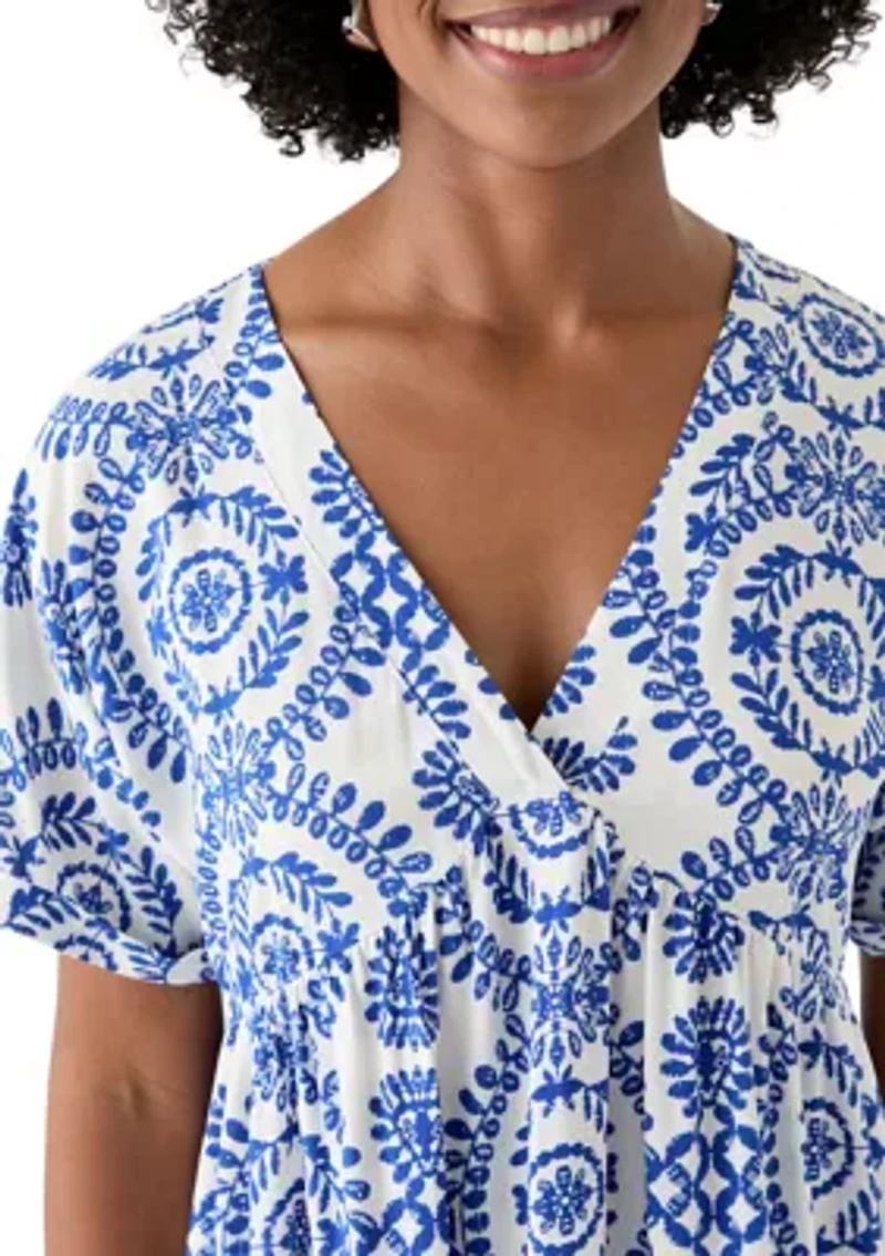 Women's Medallion Printed V-Neck Dress