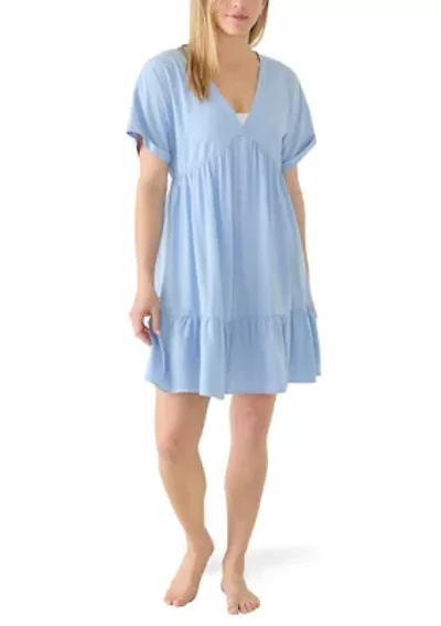 Women's Chambray V-Neck Mini Dress