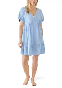 Women's Chambray V-Neck Mini Dress