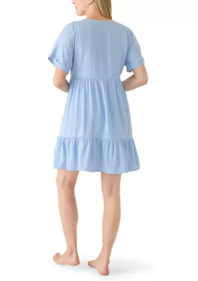 Women's Chambray V-Neck Mini Dress