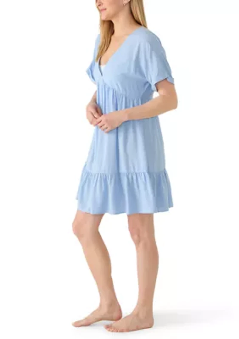 Women's Chambray V-Neck Mini Dress
