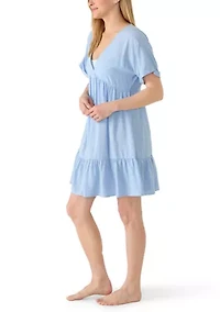 Women's Chambray V-Neck Mini Dress