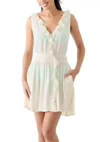Ruffle Smocked Solid Swim Cover Up