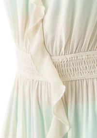 Ruffle Smocked Solid Swim Cover Up