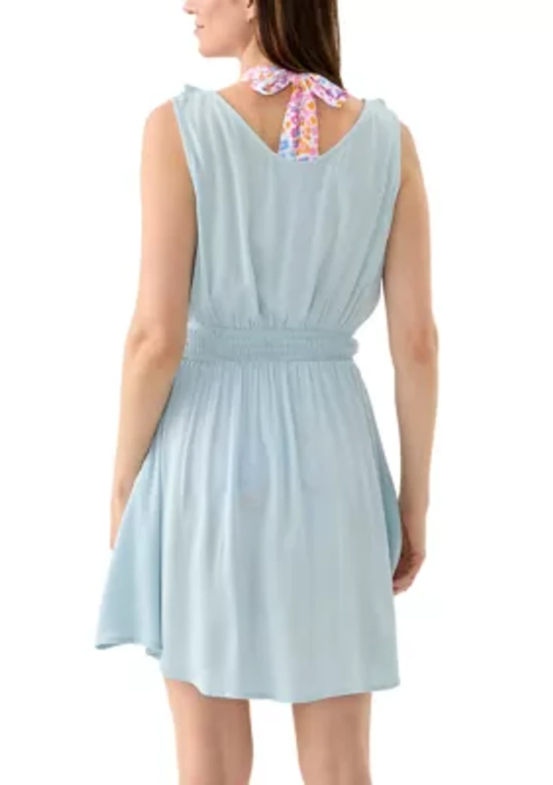 Ruffle Smocked Solid Swim Coverup
