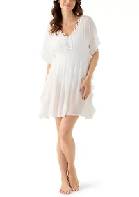 Women's Short Sleeve Crochet Coverup Dress