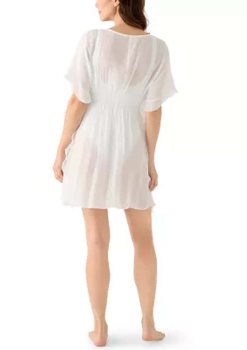 Women's Short Sleeve Crochet Coverup Dress
