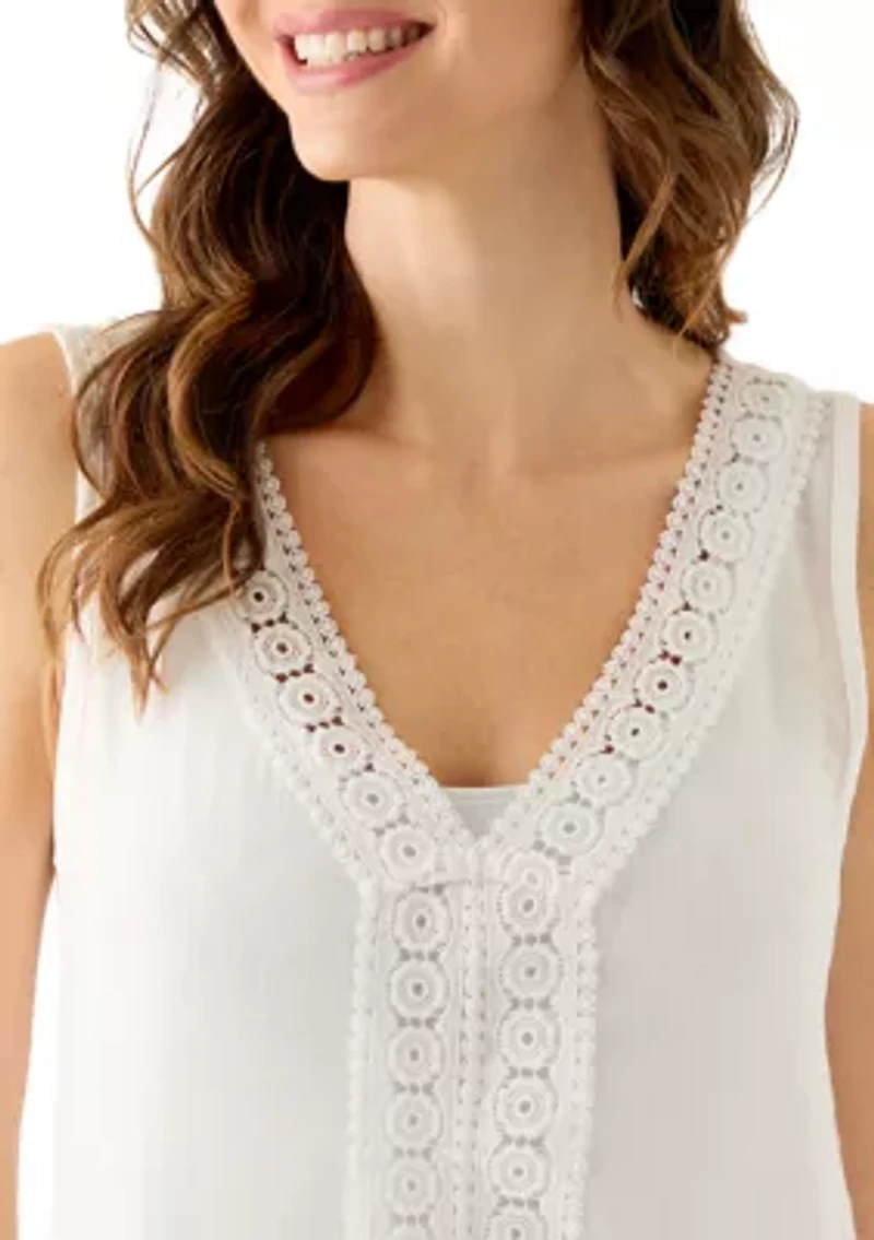 Women's Sleeveless Solid Crochet Trim Dress