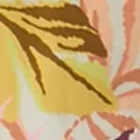 Women's Sleeveless Smocked Tropical Print Swim Cover Up Jumpsuit