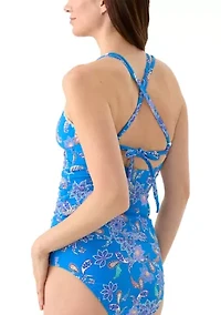 Shell Stitch Paisley Print Tankini Top