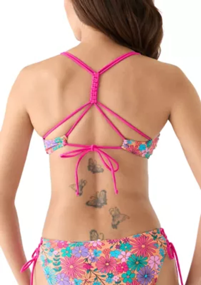 Bright Floral Scrunched Swim Top