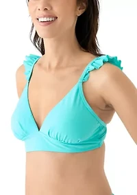 Ruffle Sleeve Banded Swim Top