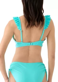 Ruffle Sleeve Banded Swim Top