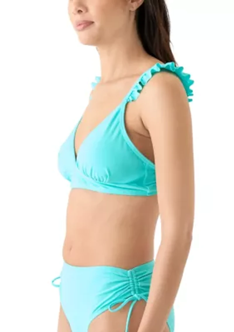 Ruffle Sleeve Banded Swim Top