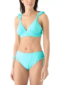 Ruffle Sleeve Banded Swim Top