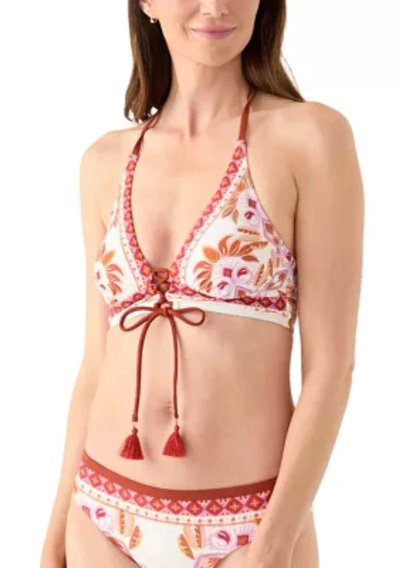 Paisley Longline Banded Bikini Top