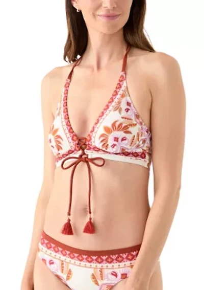 Paisley Longline Banded Bikini Top