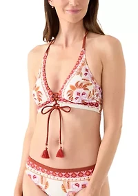 Paisley Longline Banded Bikini Top