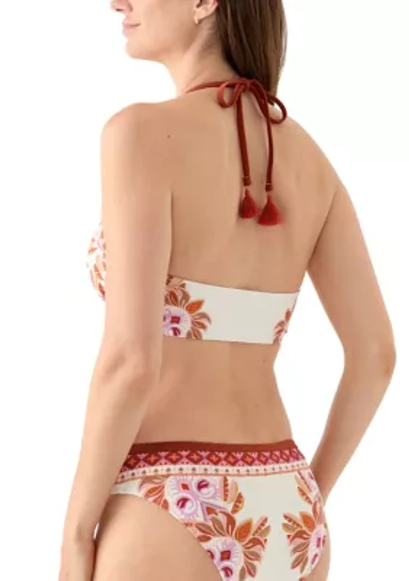 Paisley Longline Banded Bikini Top