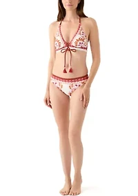 Paisley Longline Banded Bikini Top