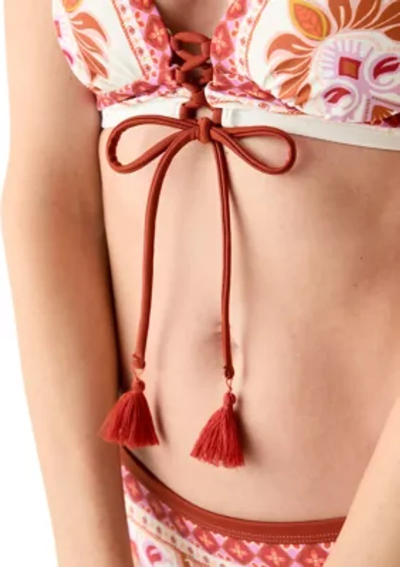Paisley Longline Banded Bikini Top