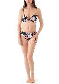 Floral Tie Front Bikini Swim Top