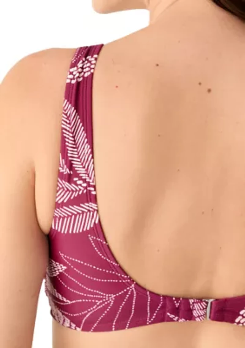 Dotted Leaves Printed Swim Top