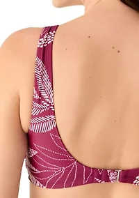 Dotted Leaves Printed Swim Top