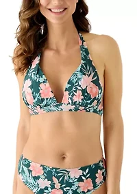 Women's Floral Push Up Triangle Halter Bikini Top