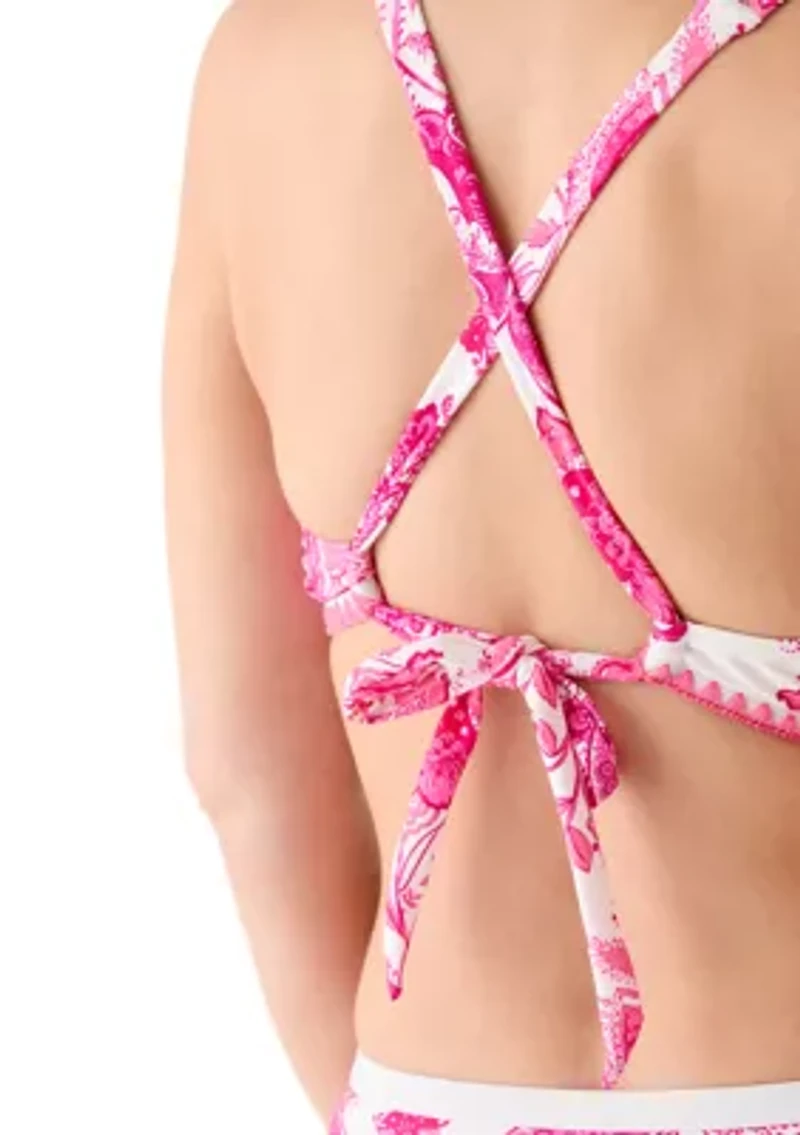 Women's Shell Stitch Paisley Floral Bathing Suit Top