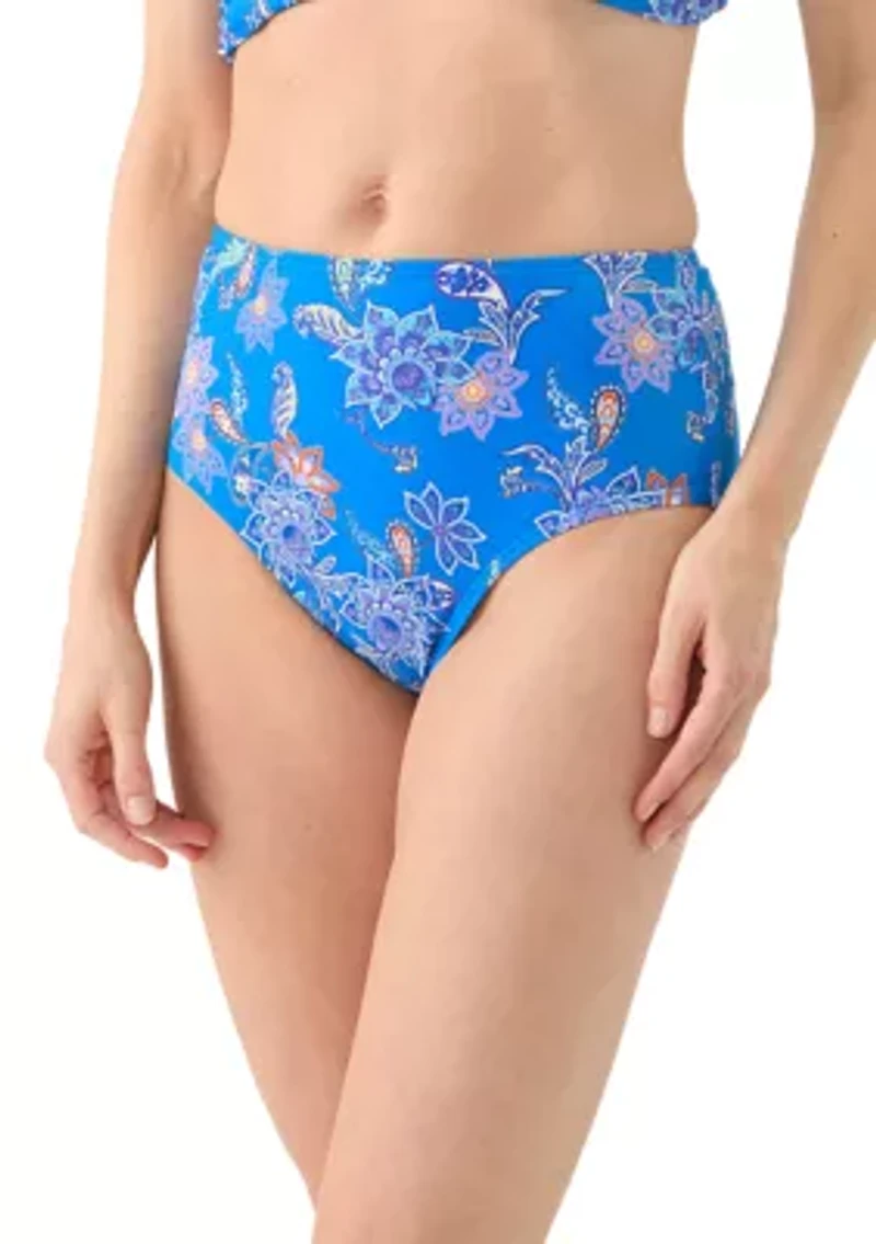 Paisley High Rise Full Coverage Swim Bottoms