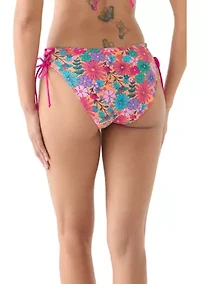 Bright Floral Adjustable Mid Rise Swim Bikini Bottoms