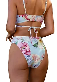 Floral High Rise Leg Swim Briefs