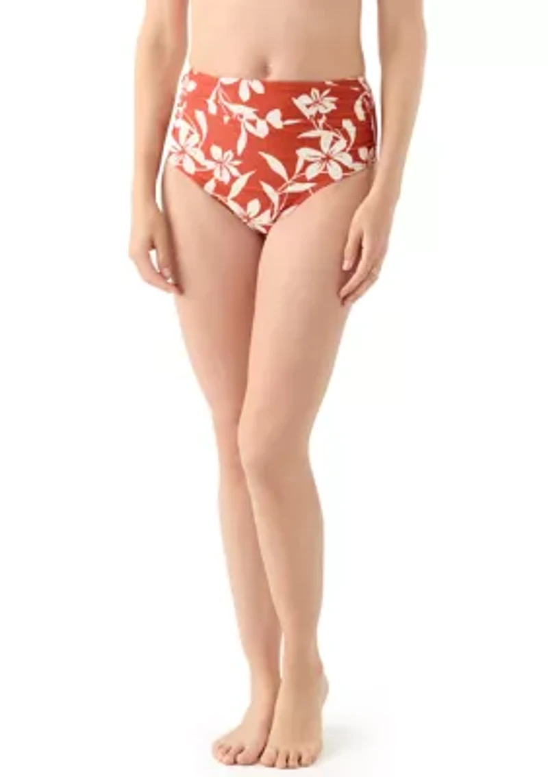 Tropical Floral Print High Rise Swim Brief