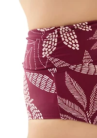 Dotted Tropical Leaves Overlap High Waisted Swim Bottoms