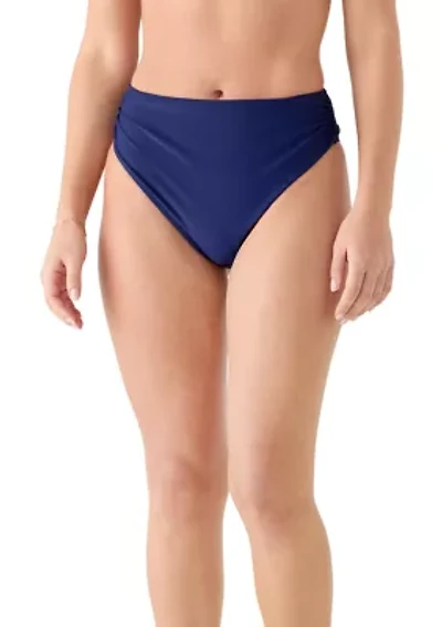Women's Solid Shirred High Waist Bikini Bottom