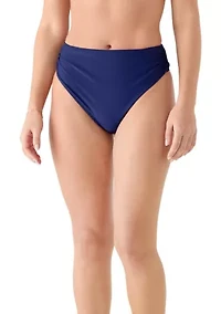 Women's Solid Shirred High Waist Bikini Bottom