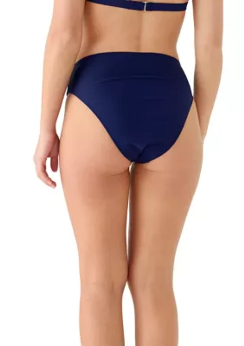 Women's Solid Shirred High Waist Bikini Bottom