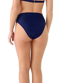 Women's Solid Shirred High Waist Bikini Bottom