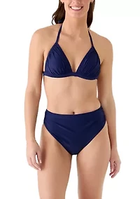 Women's Solid Shirred High Waist Bikini Bottom