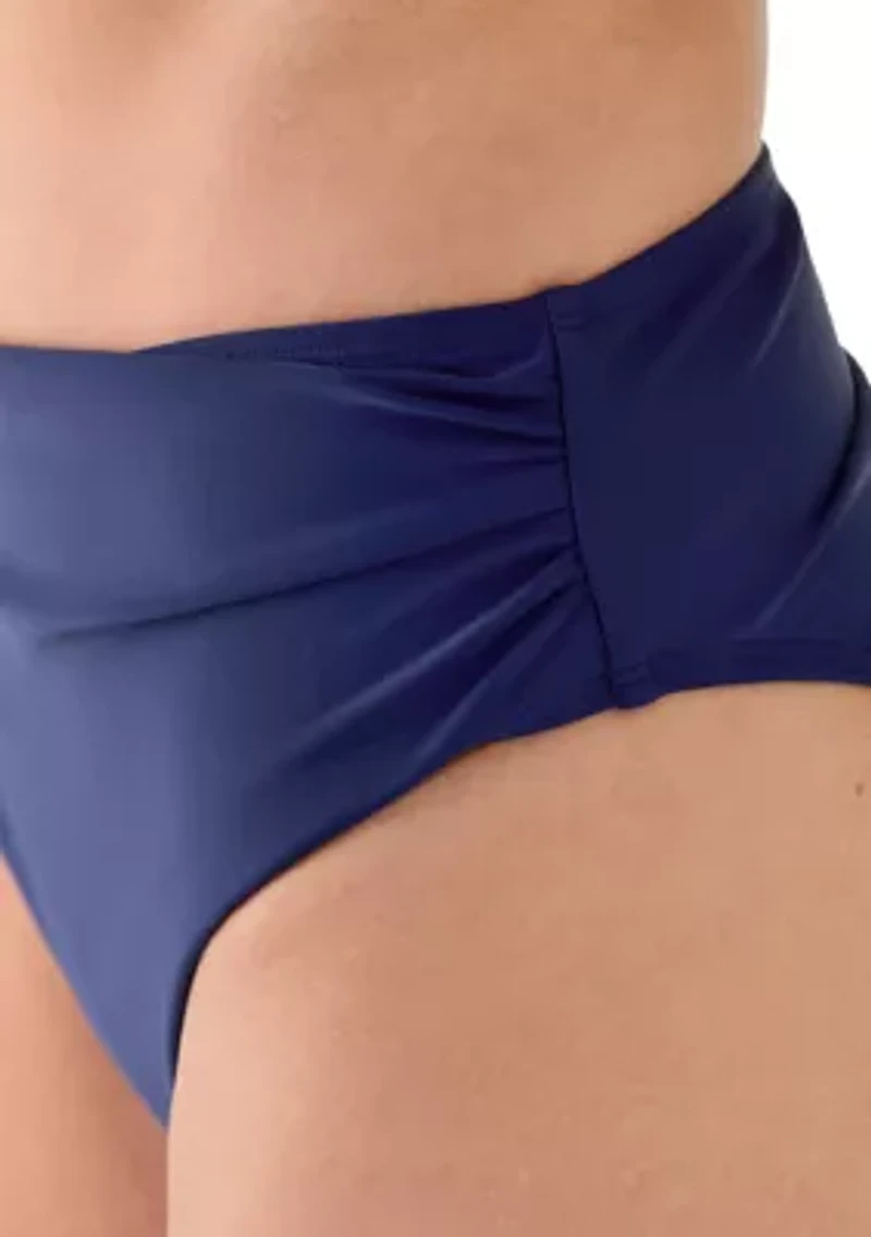 Women's Solid Shirred High Waist Bikini Bottom