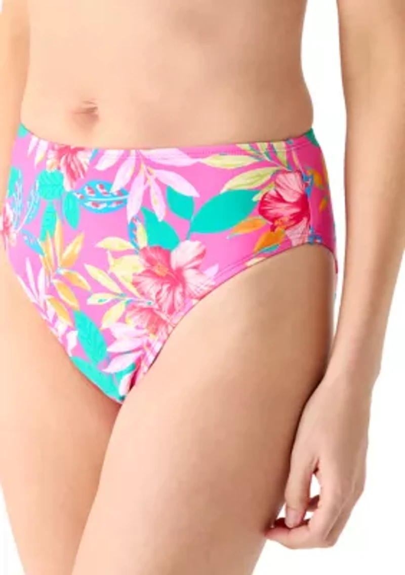 Women's Floral High Waist Brief Swim Bottoms