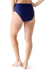 Women's Solid Mid Rise Hipster Swim Bottoms
