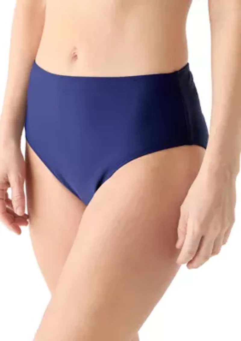 Women's Solid Mid Rise Hipster Swim Bottoms
