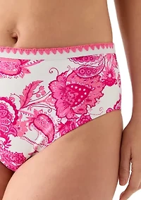 High Rise Paisley Print Bikini Bottoms